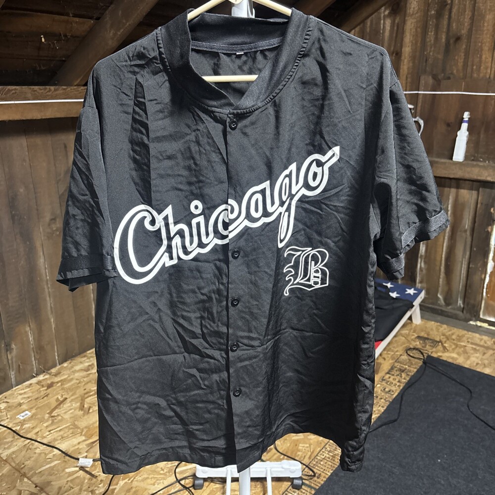 Black Men's Size L Birmingham Barons Chicago White Sox Farm Team Jersey Shirt